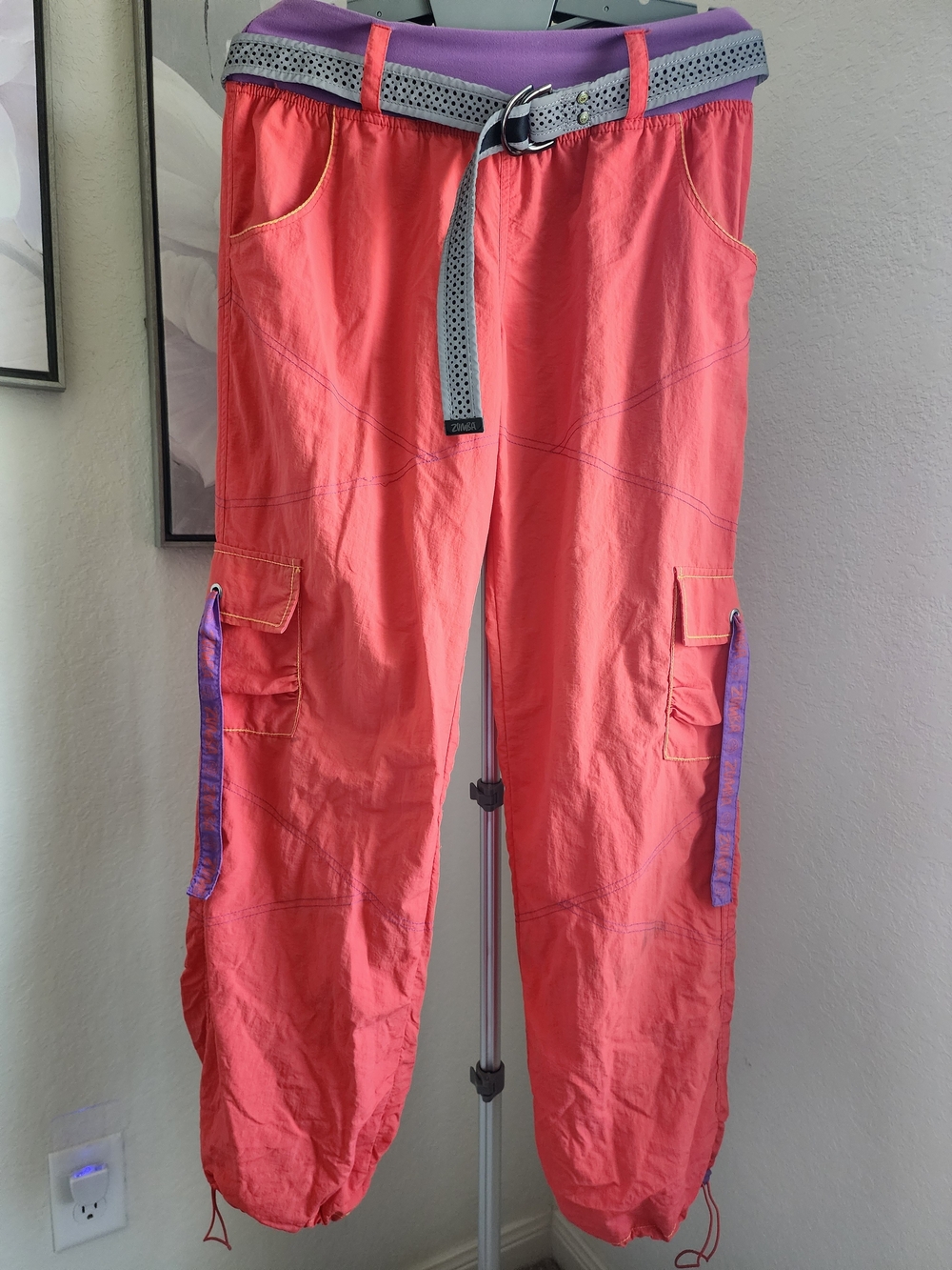Zumba Fitness Coral Joggers with Purple Waistband